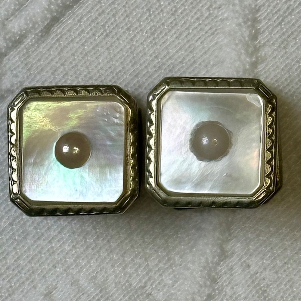 Vintage 20s BAER & WILDE Pat 1923‎ Mother of Pearl Cufflinks Kum-a-Part Classic